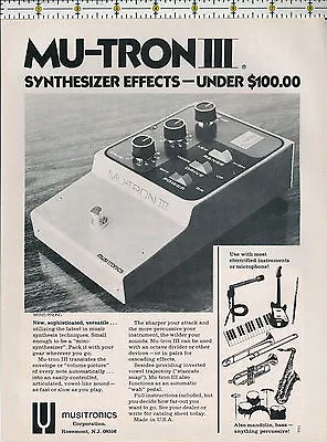 Musitronics Corp Mu-Tron III Pedal Synthesizer 1973 Magazine Print Ad  • $12.99
