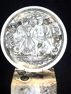 Fornasetti Mitologia Coaster Milano Italy 4  Bonwit Teller Ceramic Gold White #2 • $36