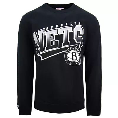 Mitchell & Ness Brooklyn Nets Diagonal Sweep Black Mens Sweatshirt DIAGSWEEPCREW • £23.99