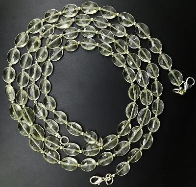 Natural Gem Prasiolite 9 To 10 Mm Size Faceted Oval Nugget Beads Necklace 18  • $23.20