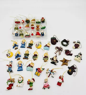 Mini Miniature Resin Christmas Tree Ornaments Lot Of 45 Angels Dogs Wreath Star • $24.99