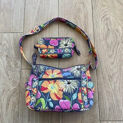 Vera Bradley Retired Jazzy Blooms Quilted Shoulder Bag & Mini Cosmetic Bag • $24.99