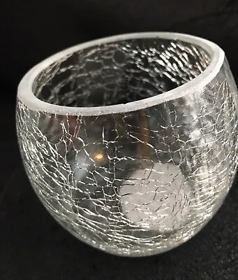 Clear Crackle Glass Tealight Holder 8cm Candle Holder NEW • £7.95