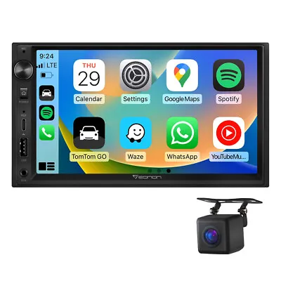 CAM+Android Auto Double DIN 7  QLED Car Stereo Radio Apple CarPlay Head Unit DSP • $132.65