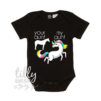 $29.95 • Buy Your Aunt My Aunt Horse Unicorn Baby Bodysuit Funny Family Auntie Humour Gift