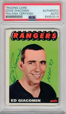 1965-66 Topps #21 Ed Giacomin Signed RC Rookie New York Rangers PSA/DNA Auto • $279.99