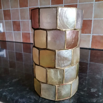 Vintage Capiz Shell Ceiling Light Shade Pastel Boho Pretty Mid Century Tiki • £25