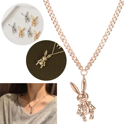 £3.98 • Buy Gold Bunny Charm Pendant Long Chain Necklace Gold Silver Trendy Fashion