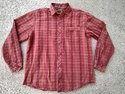 Vintage REI Men's Western Shirt Size Medium Rust Red Plaid Pearl Snap • $23