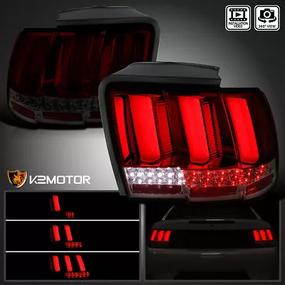 Red/Smoke Fits 1999-2004 Ford Mustang Sequential Signal Tube LED Tail Lights • $172.38