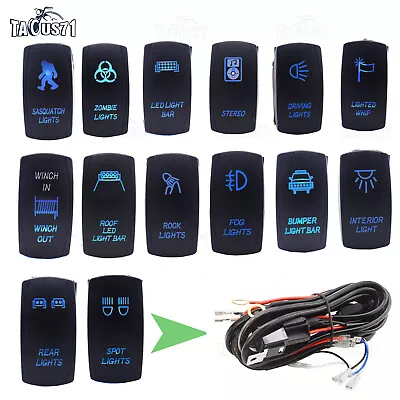 2 Lead Wiring Harness Cable Kits Offroad Relay Fuse LED Work Light Rocker Switch • $10.99