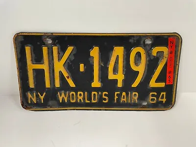 Vintage 1964 New York State License Plate (NY Worlds Fair 64) #HK-1492 • $36.95