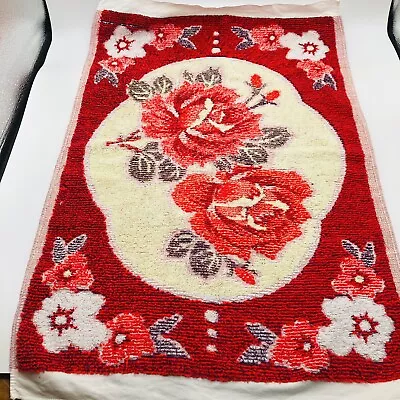 VTG Hand Towel Pink Red Floral Roses Gypsy Wagon Bohemian Style Asian Country • $10.95