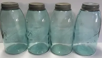 Vintage Set Of 4 1/2 Gallon Ball Mason Jars With Ball Zinc Lids All IV 1900-'10 • $48.95