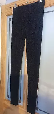 Gorgeous Black Sheer Velveteen Leggings Size 8 • £6