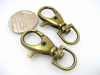 2ps Brass Bag Clasps Lobster Swivel Trigger Clip Snap Hook DIY Bag Hook Supplies • £2.99