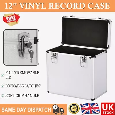 Vinyl Record Album Case 12  LP Storage DJ Retro Flight Case Tool Box Silver • £25.99