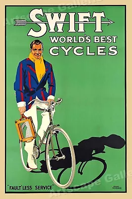 Swift World's Best Cycle 1935 Old Style Bicycle Advertising Poster - 20x30 • $18.95