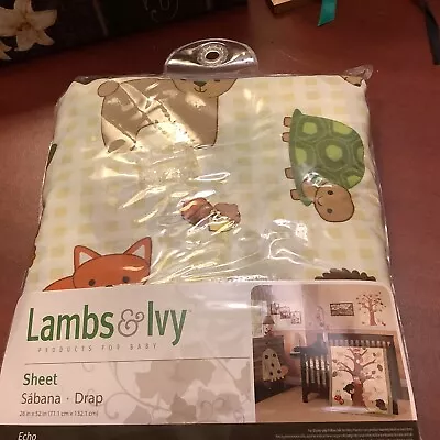 NEW/NIP~Lambs & Ivy~Baby Crib Sheet~”ECHO”~Animals Design~28x 52~100% Cotton~ • $24.99