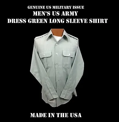 MEN'S US ARMY DRESS GREEN LONG SLEEVE SHIRT CLASS A B UNIFORM Pick Your Size • $9.95