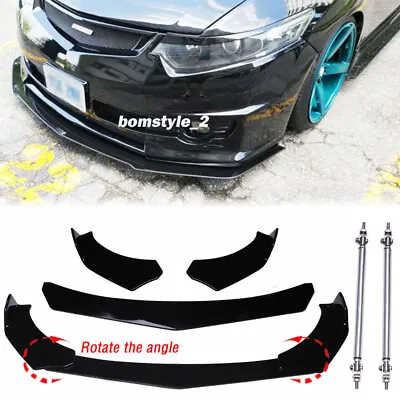 Front Bumper Lip Spoiler Splitter Body Kit  + Strut Rods FOR ACURA TSX 2004-2014 • $65.11