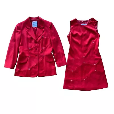 Moschino Vintage Cheap And Chic Red Dress Jacket Blazer Suit Set Size 44 US10 • $399