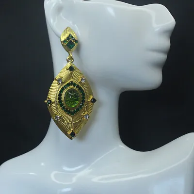 $7.19 • Buy Medieval Temperament Emerald Earrings Vintage Palace Style Green Eyes Earrings