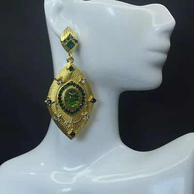 Medieval Temperament Emerald Earrings Vintage Palace Style Green Eyes Earrings • $7.99