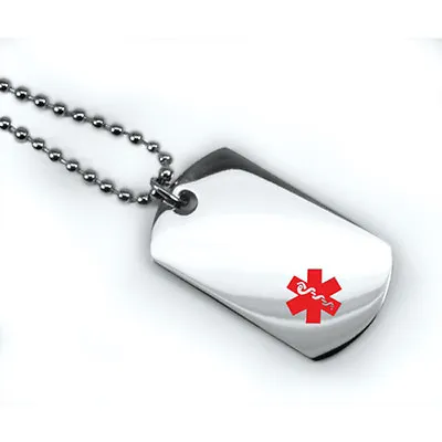 Double Sided Mini Medical Alert ID Dog Tag. Free Wallet Card! Free Engraving! • $29.99