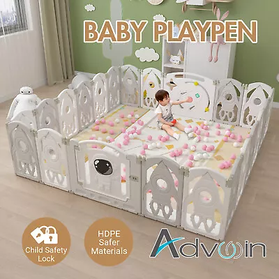 Advwin Foldable Baby PlayPen 22 Panels Kids Activity Centre Toddlers Safety Gate • $159.90