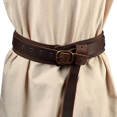 Medieval Leather Buckle Waist Belt SCA LARP Viking Renaissance Cosplay Costume • $23.65