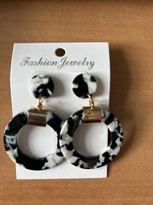 FUNKY LARGE ROUND HOOP DROP EARRINGS CUTE KITSCH DISCO 60s 70s 80s  STYLE BOHO • £3