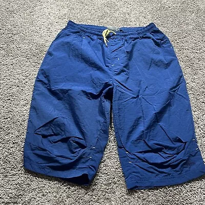 Rare Vintage 90s Adidas Nylon Soccer Pants Blue Ripstop Large 3/4 Length • $27.95