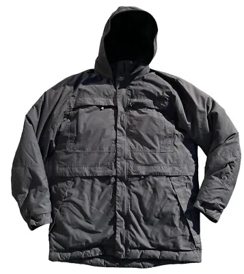 Mountain Hardwear Dry Q Duck Down Hooded Coat Jacket Mens Large Gray Parka • $59