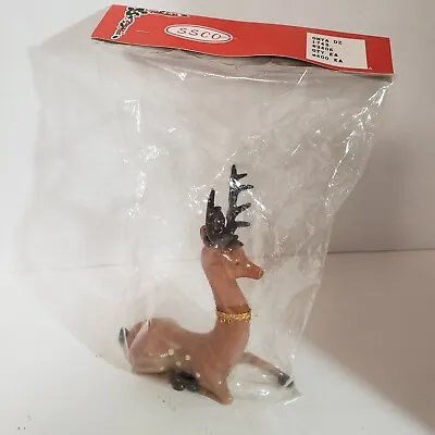 Vintage SSCO Plastic Deer New Old Stock Christmas Decoration In Package NOS  • $10.99