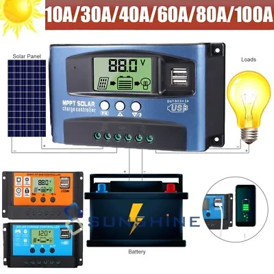 10-100A MPPT Solar Panel Regulator Charge Controller Auto Focus Tracking 12V/24V • $17.97