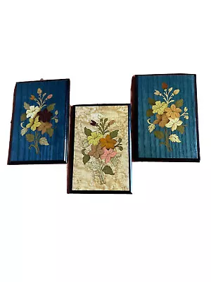 QTY 3 Vintage Wood Art Wall Hanging A. Gargiulo Jannuzzi Sorrento Italy 6”x4” • $20