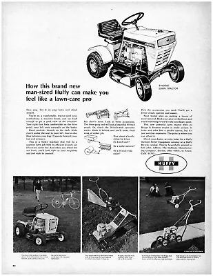 1967 Huffy Lawn Tractor Vintage Print Ad Riding Mower 6 Horse Power Electric  • $8.99