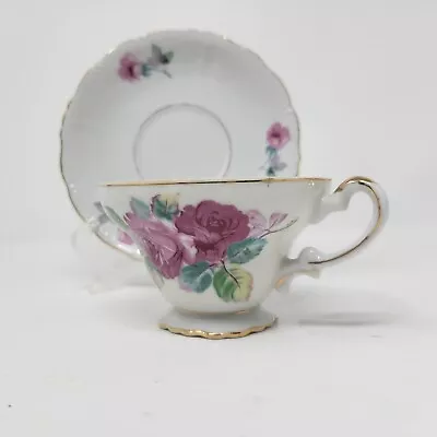 UCAGCO  China Made In Japan Rose Floral With Gold Trim Tea Cup With Saucer • $15.99