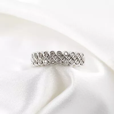 14K White Gold 2 Row Infinity Design Ring W/ Natural Diamonds (.63CTW) Size 6.5  • $712.30