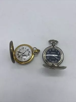 2 Majestron Geneva Pocket Watches Vintage For Parts Repair Train Statue Liberty • $7.99