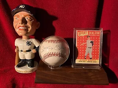 Mickey Mantle TRIFECTA '62 Bobblehead Autographed Ball '58 All Star Topps #487 • $1345