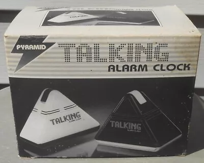 VTG Pyramid Talking Clock T-10 Orig Box Robot Voice Black White • $24.95