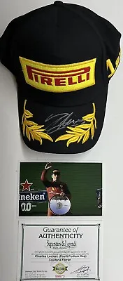 CHARLES LECLERCSigned Cap Podium Pirelli Logo  F1 Scuderia Ferrari Genuine COA • $499