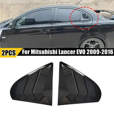 For Mitsubishi Lancer EVO 09-16 Gloss Black Side Vent Window Louver Cover Trim • $26.99