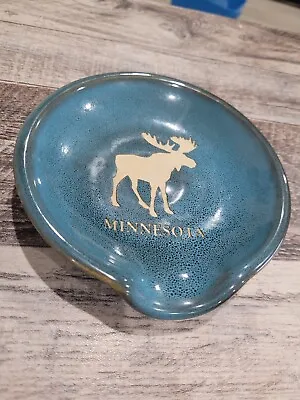 Minnesota Moose Blue Speckled Trinket Tray Ash Tray Spoon Rest Ashtray Ceramic • $15.99