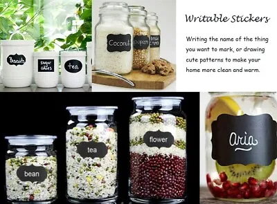 Chalkboard Labels Chalk Board Stickers With Pen Set Pantry Jar Reusable Tags UK • £2.47