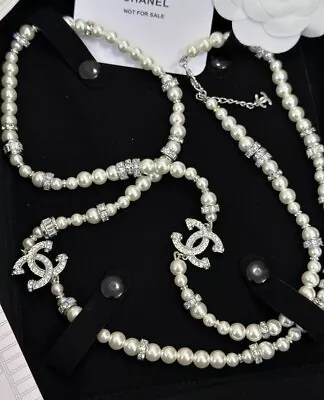 CHANEL Pearl Necklace Long For Women White Beautiful • $840