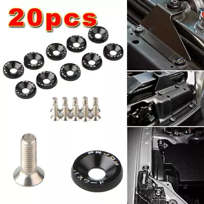 20pcs Washer Aluminum Black Dress Up Kit Billet Engine Bay Fender Bumper Bolt • $8.99