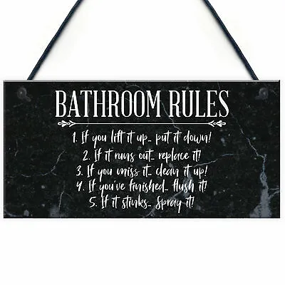 £3.99 • Buy Bathroom Rules Marble Theme Home Decor Bathroom Toilet Sign Home Gift